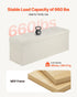 Foldable Storage Ottoman Bench, End of Bed Bench with Side Bags, Folding Upholstered Storage Chest Supports 660 lbs, Linen Bed Ottoman with Large Space for Living Room, Bedroom, Entryway, Beige