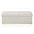 Foldable Storage Ottoman Bench, End of Bed Bench with Side Bags, Folding Upholstered Storage Chest Supports 660 lbs, Linen Bed Ottoman with Large Space for Living Room, Bedroom, Entryway, Beige