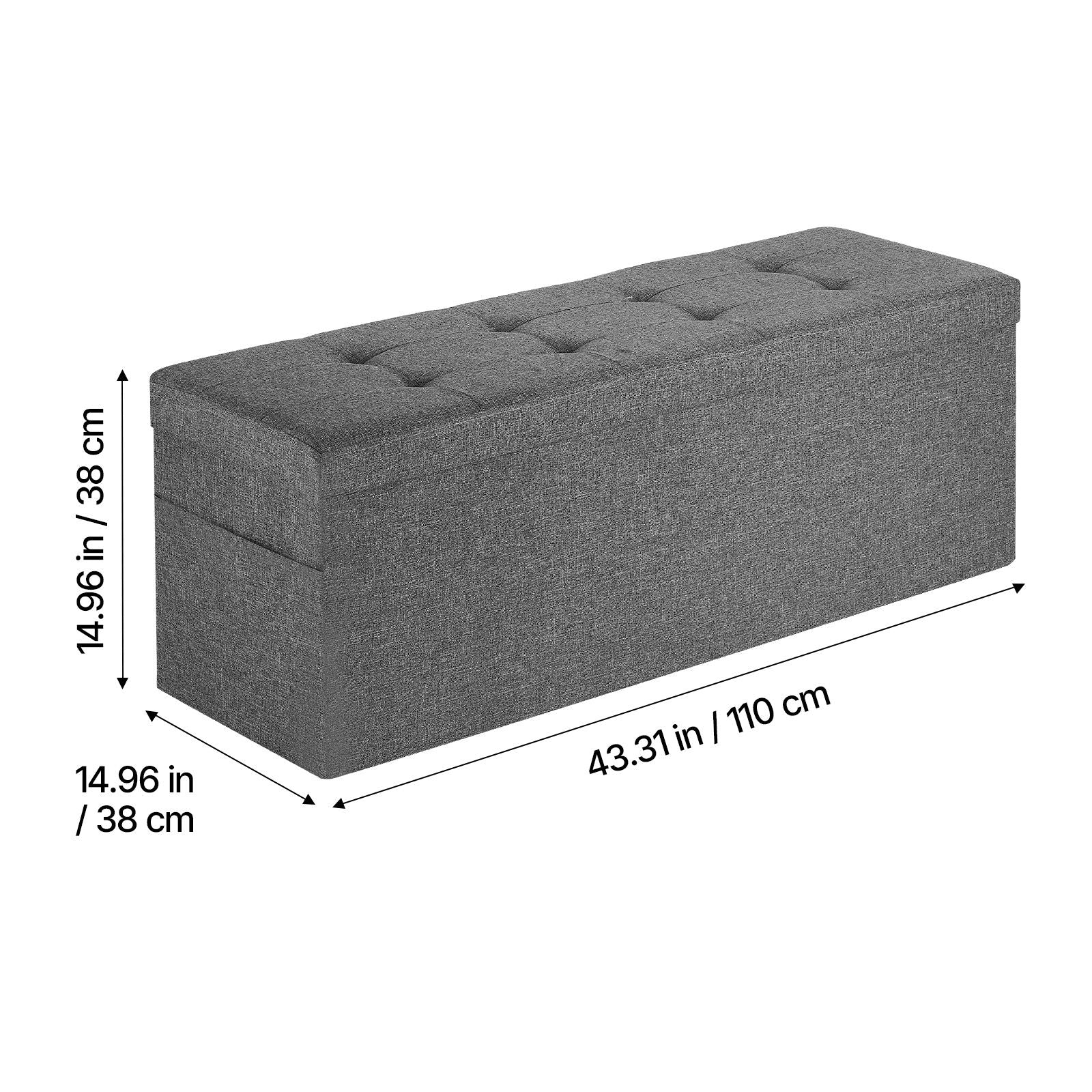 Foldable Storage Ottoman Bench Linen End Bed Seat with 660lbs Capacity