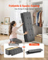 Foldable Storage Ottoman Bench, End of Bed Bench with Side Bags, Folding Upholstered Storage Chest Supports 660 lbs, Linen Bed Ottoman with Large Space for Living Room, Bedroom, Entryway, Grey