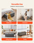 Storage Ottoman Bench, Button-Tufted End of Bed Bench with Side Bags, Flip-up Upholstered Storage Chest with Metal Frame, Linen Bed Ottoman for Living Room, Bedroom, Entryway, Office, Grey