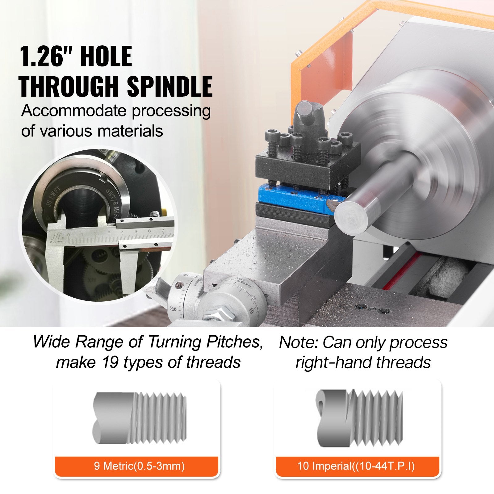 Mini Metal Lathe Machine, 180 x 400 mm, 800W Precision Benchtop Power Metal Lathe, 150-2500 RPM Continuously Variable Speed, with 3-jaw Metal Chuck Tool Box for Processing Precision Parts