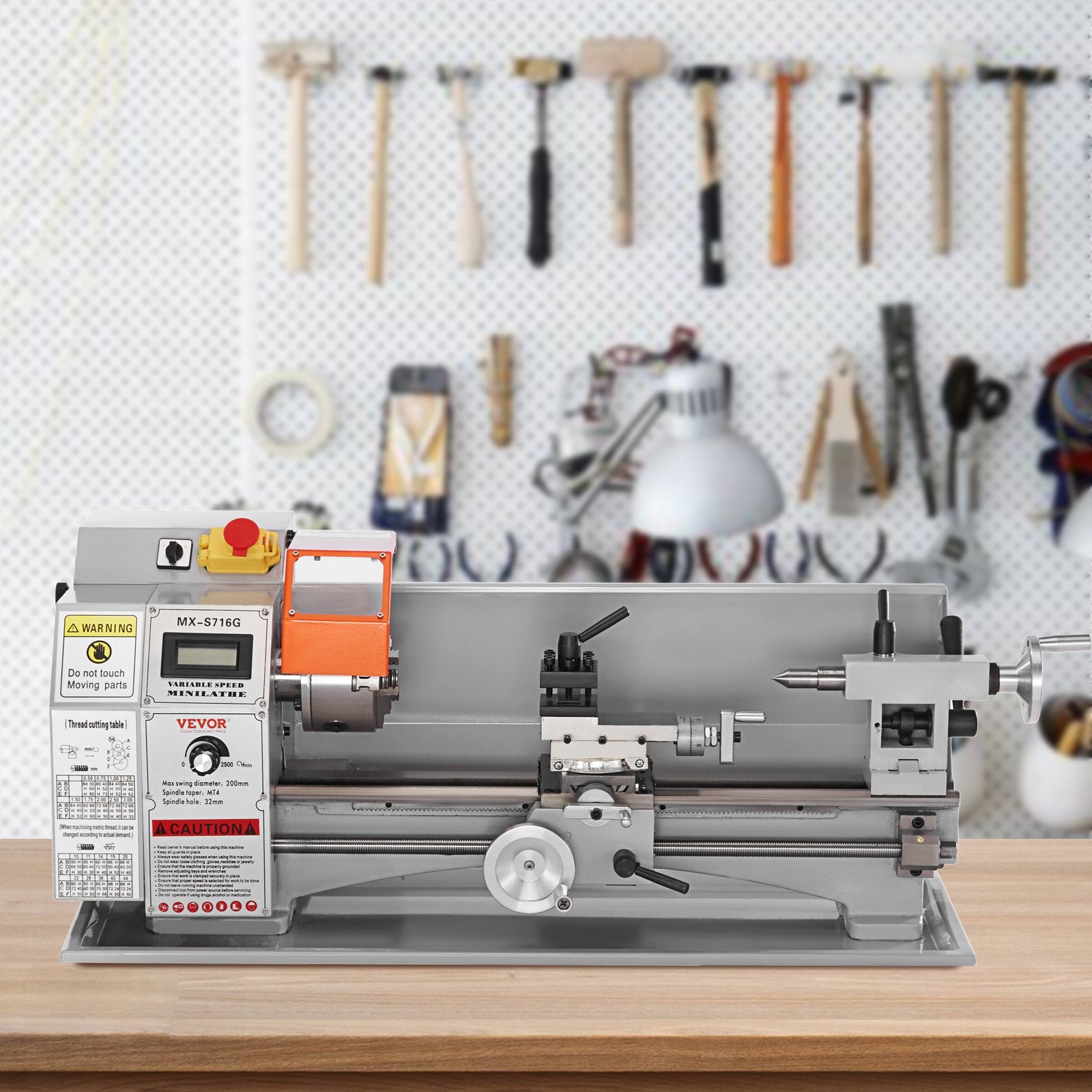 Mini Metal Lathe Machine, 180 x 400 mm, 800W Precision Benchtop Power Metal Lathe, 150-2500 RPM Continuously Variable Speed, with 3-jaw Metal Chuck Tool Box for Processing Precision Parts