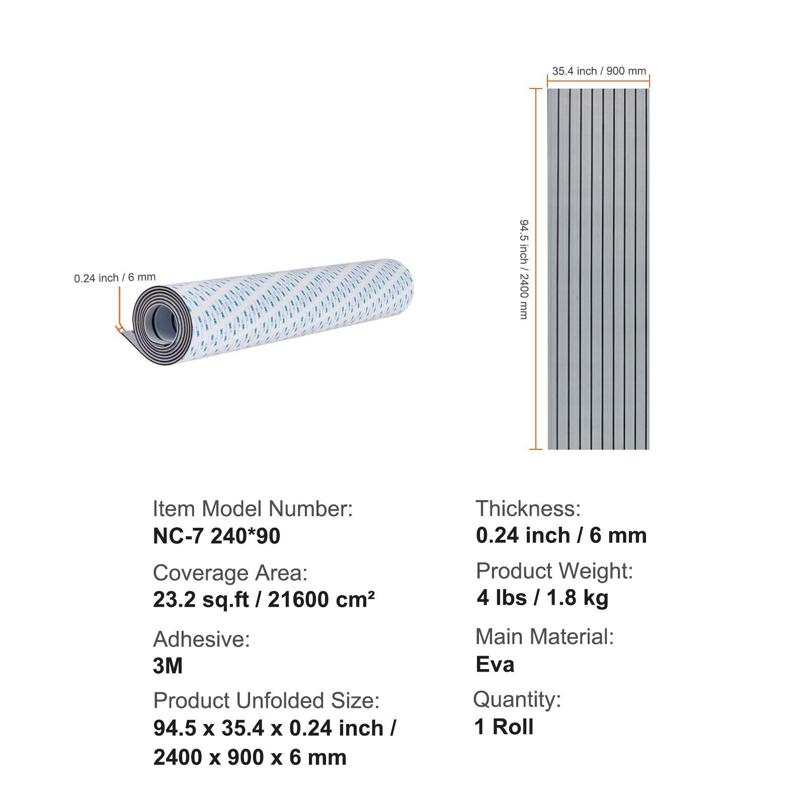 Boat Flooring, EVA Foam Boat Decking 94.5