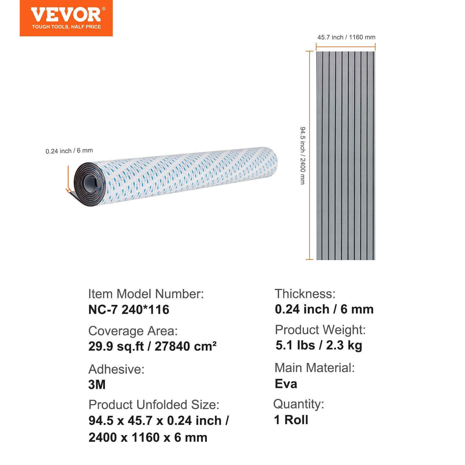 VEVOR Boat Flooring, EVA Foam Boat Decking 94.5
