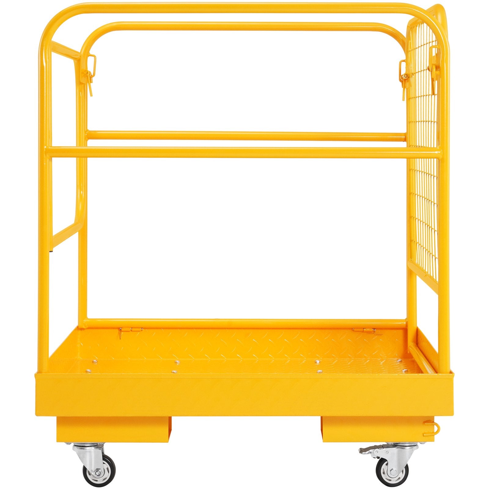 Forklift Safety Cage, 544 kg Load Capacity, 92 x 92 cm Folding Forklift Work Platform with Lockable Swivel Wheels, Drain Hole, and Device Chain, Holds 1 to 2 Adults, Perfect for Aerial Work
