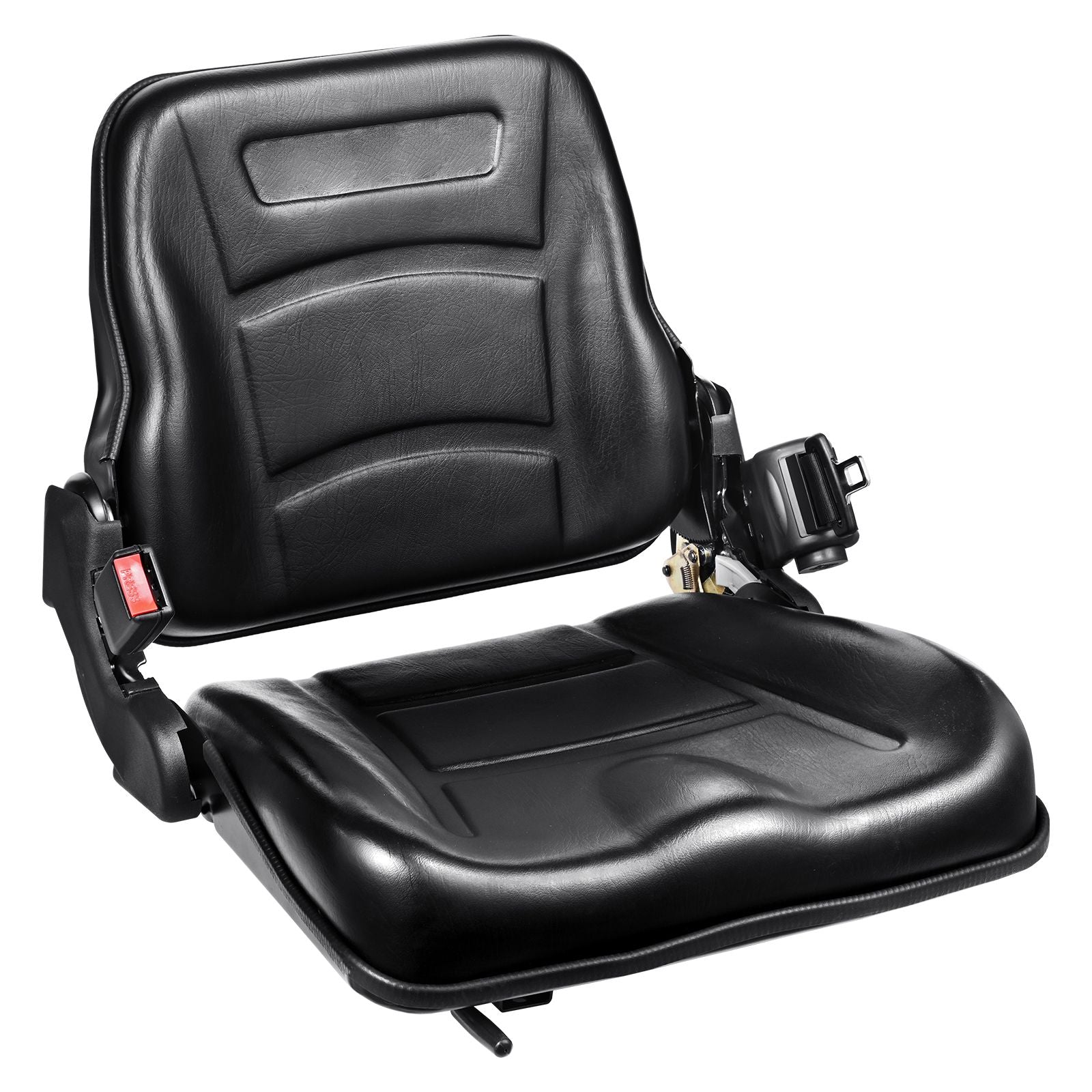 Universal Forklift Seat, Fold Down Tractor Seat with Adjustable Angle Back, Micro Switch and Retractable Seatbelt, 16-34 cm Slot Forklift Seat for Tractor Loader Excavator
