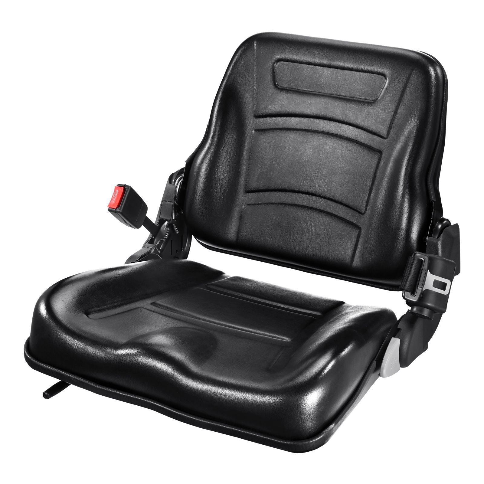 Universal Forklift Seat, Fold Down Tractor Seat with Adjustable Angle Back, Micro Switch and Retractable Seatbelt, 16-34 cm Slot Forklift Seat for Tractor Loader Excavator