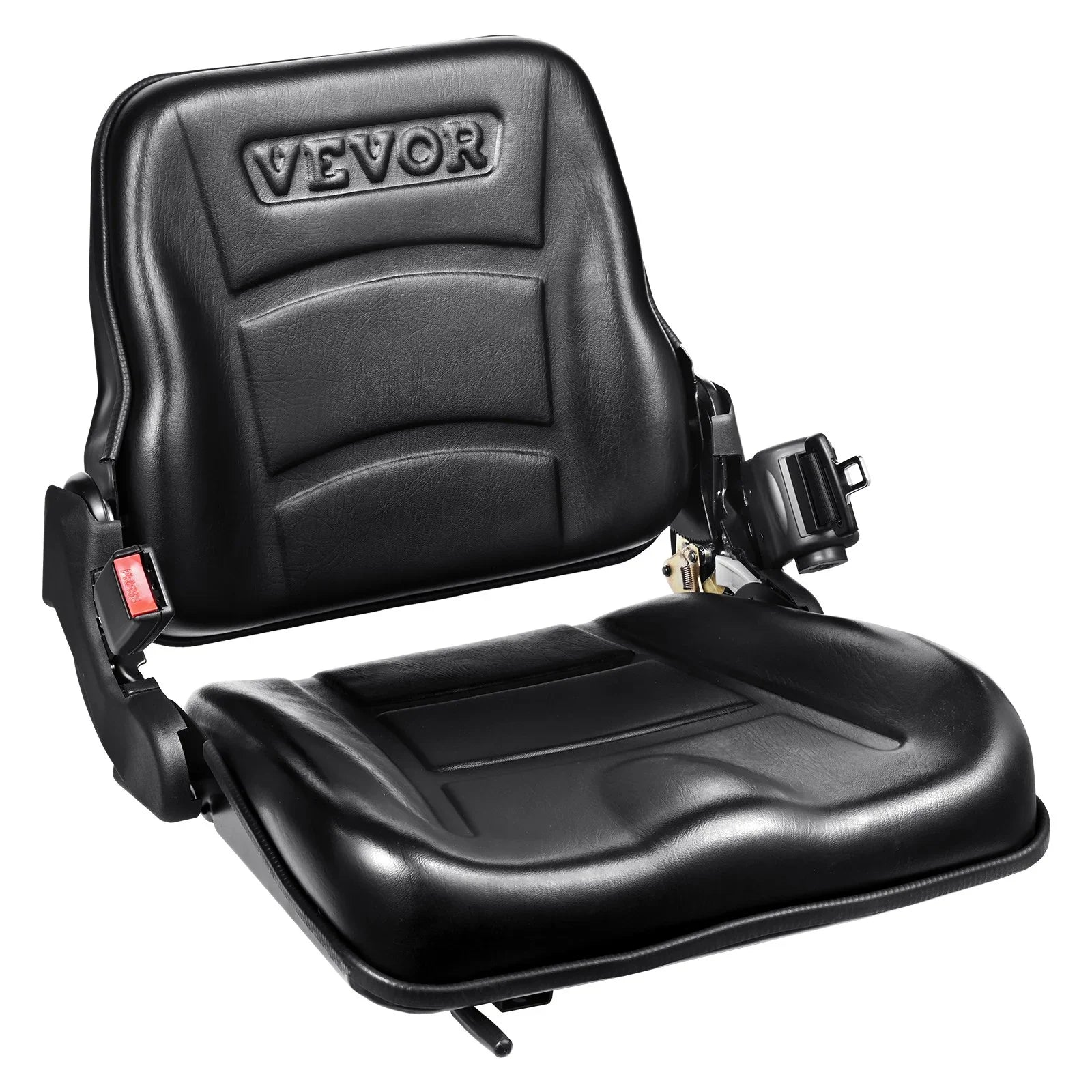 Universal Forklift Seat, Fold Down Tractor Seat with Adjustable Angle Back, Micro Switch and Retractable Seatbelt, 16-34 cm Slot Forklift Seat for Tractor Loader Excavator