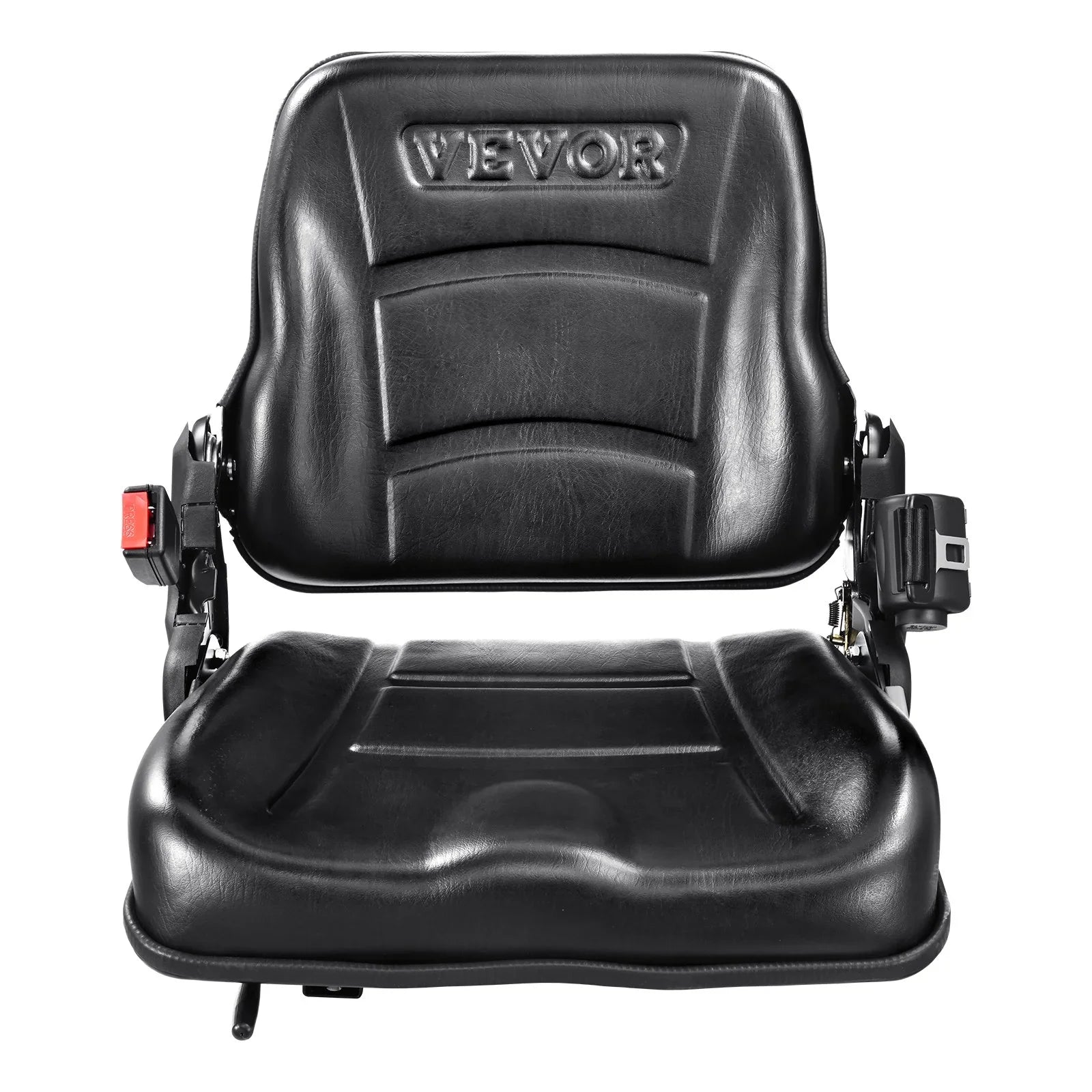 Universal Forklift Seat, Fold Down Tractor Seat with Adjustable Angle Back, Micro Switch and Retractable Seatbelt, 16-34 cm Slot Forklift Seat for Tractor Loader Excavator