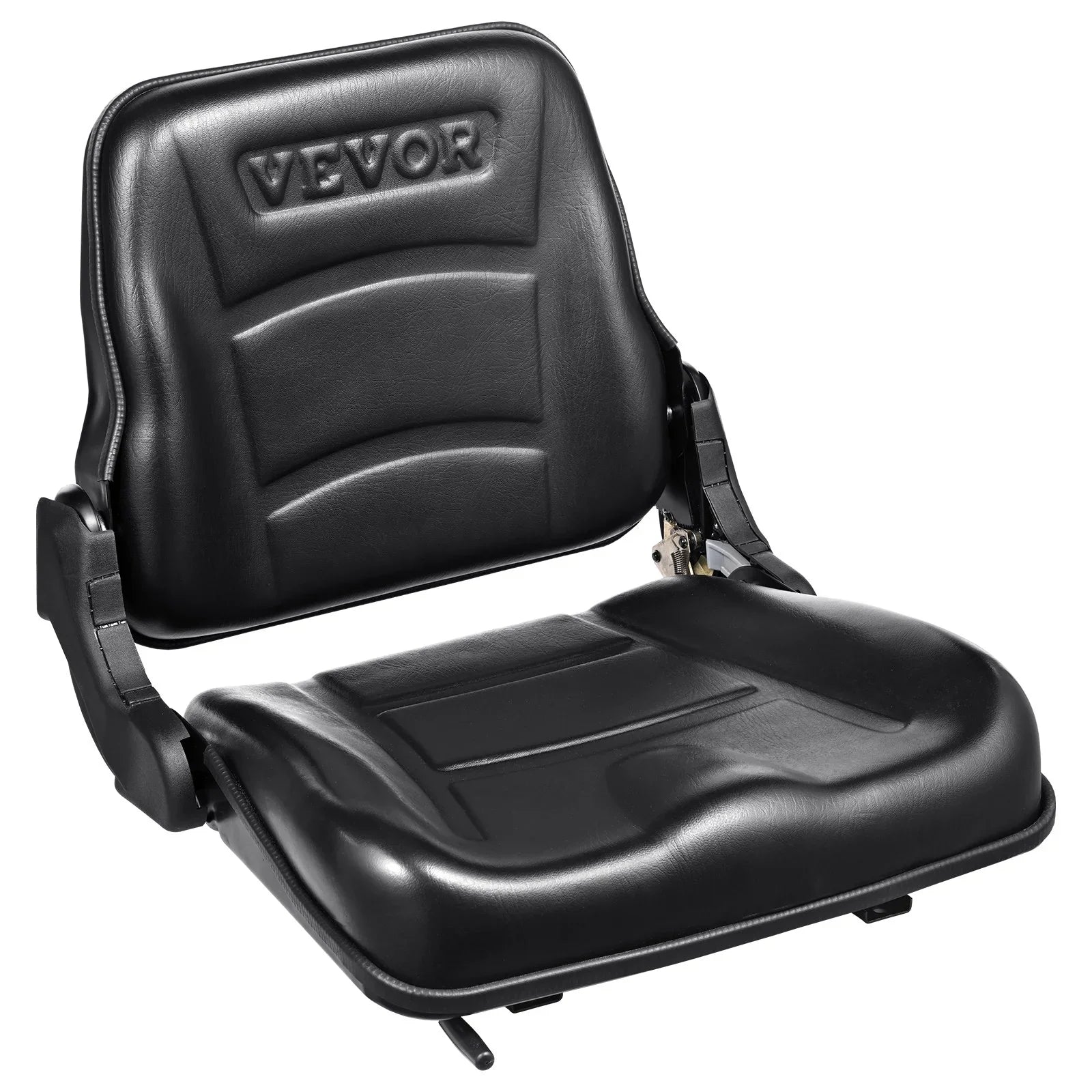 Universal Forklift Seat, Fold Down Tractor Seat with Adjustable Angle Back and Micro Switch, 16-34 cm Extended Slot Comfortable Forklift Seat for Tractor Loader Excavator
