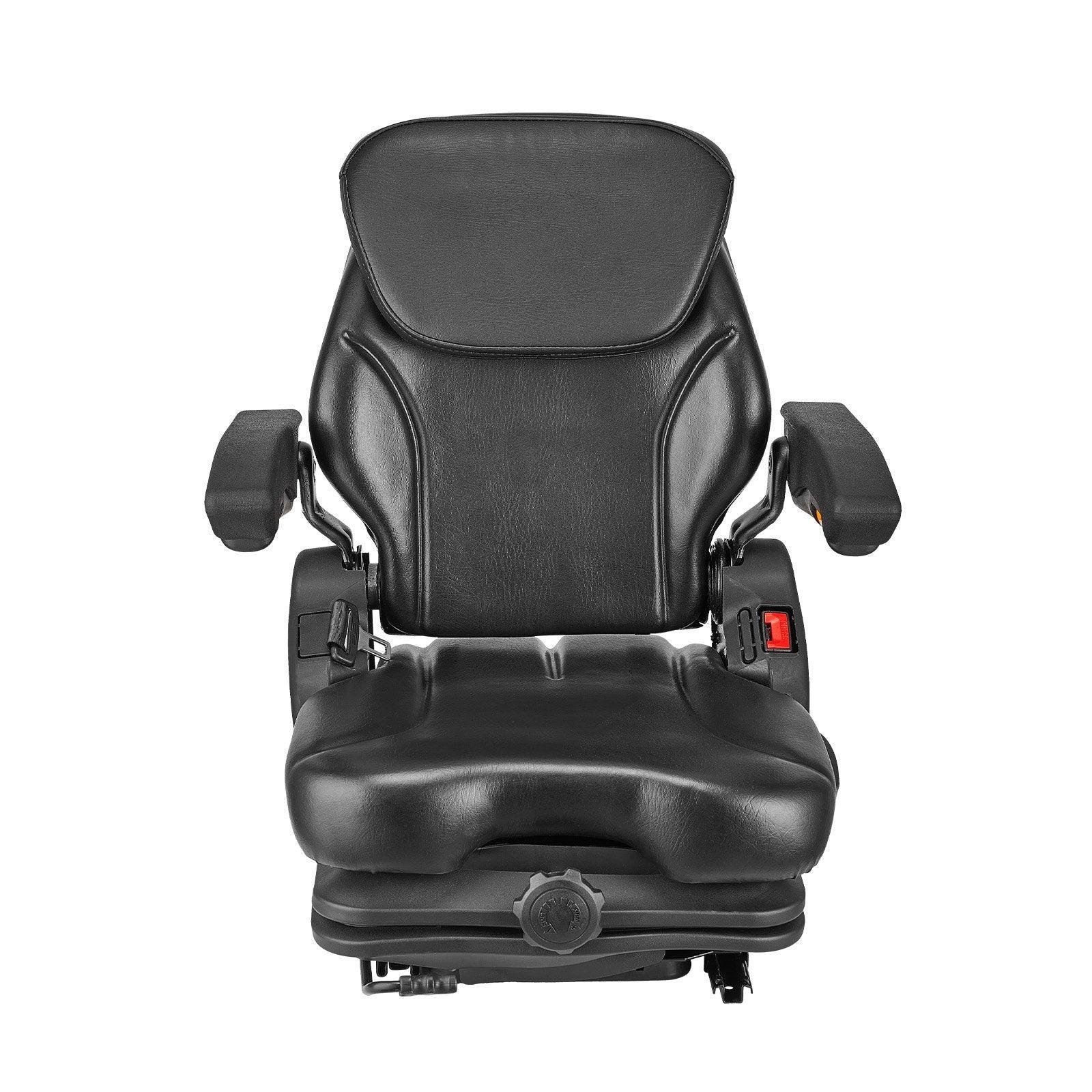 Universal Forklift Seat, Tractor Suspension Seat with Adjustable Back, Armrest, Headrest & Safety Belt, Secure Fold Down Tractor Seat with Micro Switch, Lawnmower Seat for Skid Loader Bulldozer