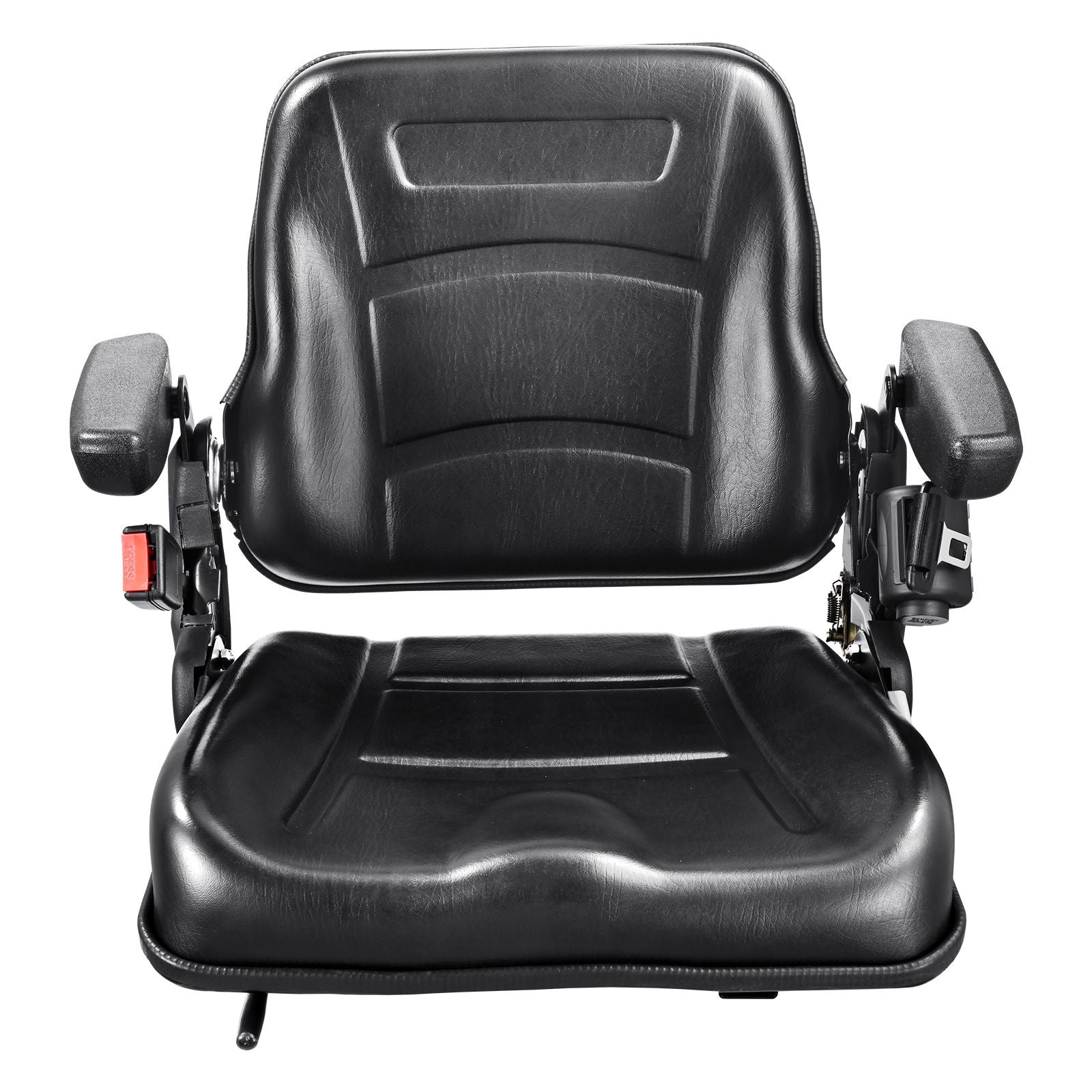 Universal Forklift Seat, Fold Down Tractor Seat with Adjustable Angle Back, Micro Switch, Seatbelt and Armrests, 16-34 cm Slot Tractor Seat for Tractor Loader Excavator