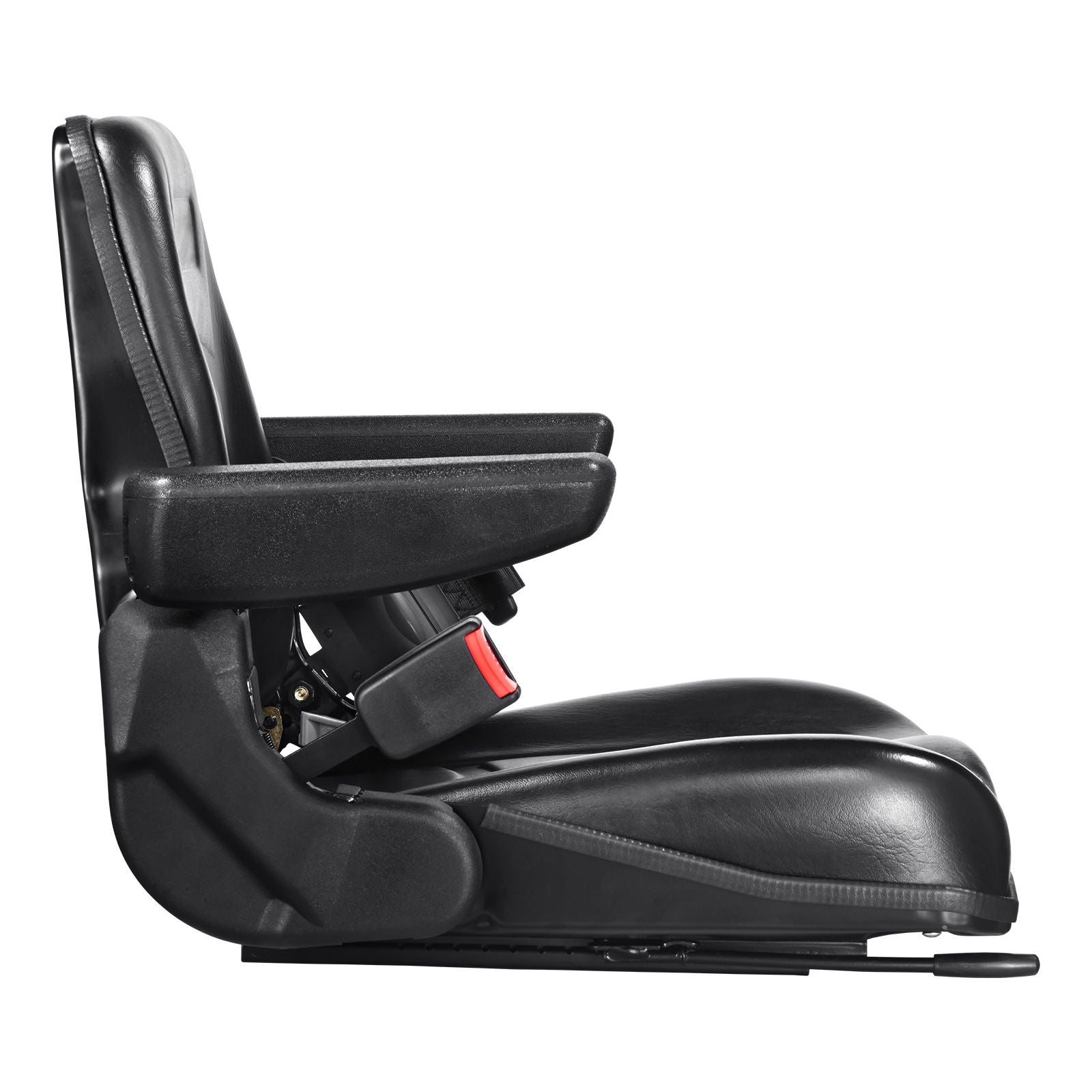 Universal Forklift Seat, Fold Down Tractor Seat with Adjustable Angle Back, Micro Switch, Seatbelt and Armrests, 16-34 cm Slot Tractor Seat for Tractor Loader Excavator