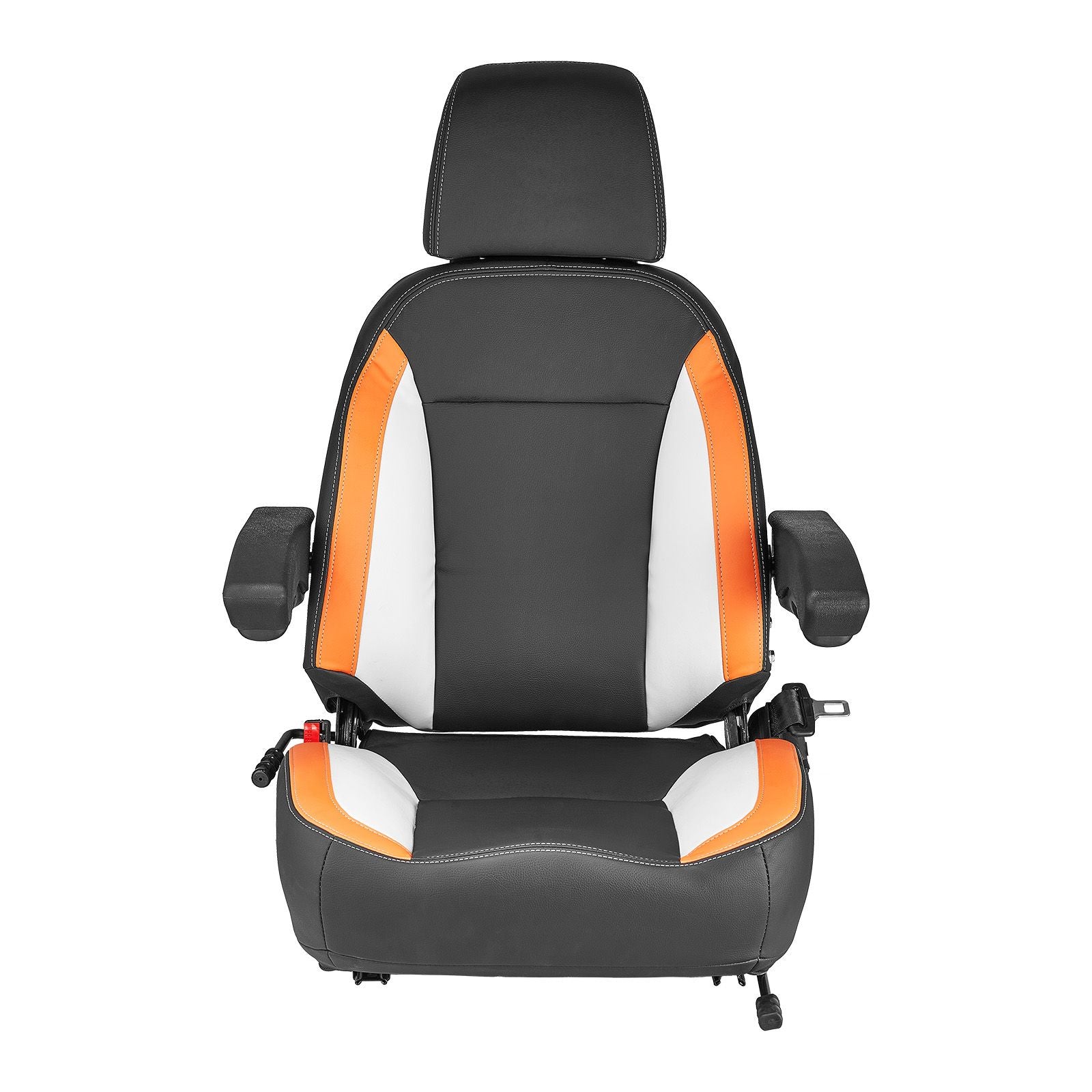 Forklift Seat Mower Tractor Seat Adjustable Back Seatbelt & Headrest