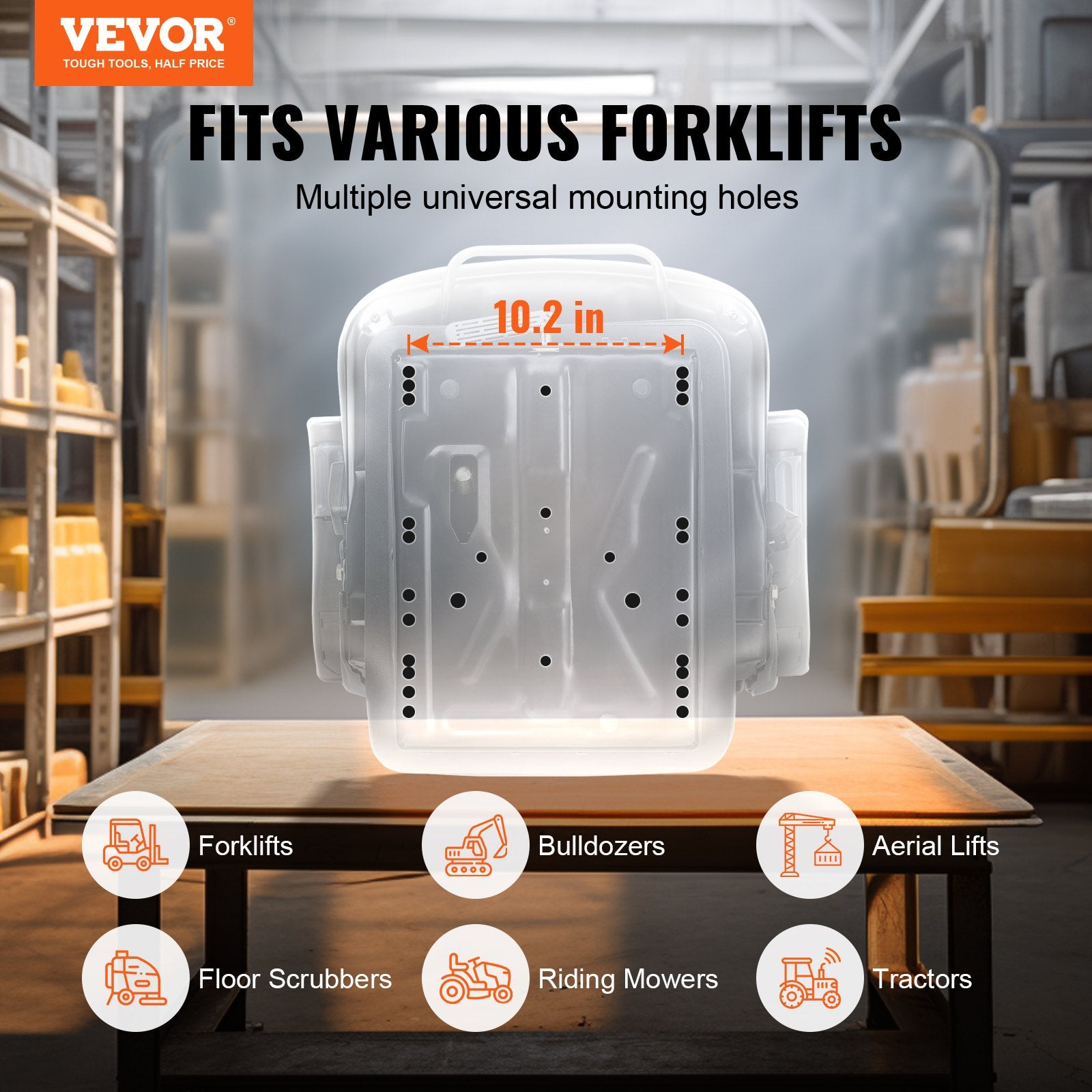 Universal Forklift Seat Adjustable Tractor Seat with Seatbelt Armrests