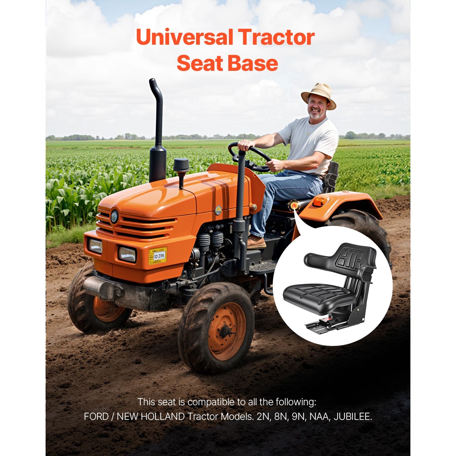 Universal Forklift Seat, Waterproof Tractor Suspension Seat with Adjustable Back, Secure Tractor Seat with Micro Switch, Widely Compatible Seat for Skid Loader Bulldozer