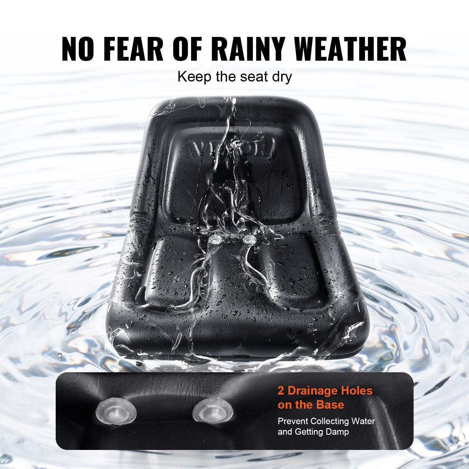 Universal Tracor Seat, Lawn Mower Seat with Micro Switch and Drainage Holes, 16-34 cm Extended Slot Tractor Seat for Tractor Loader Excavator