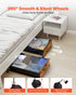 Under Bed Storage with Wheels, 650 x 460 x 180 mm Underbed Containers, Underbed Shoes Organizer with Lockable Wheels, Rolling Under the Bed Storage Bins for Clothes, Shoes, Blankets, 2 Pack
