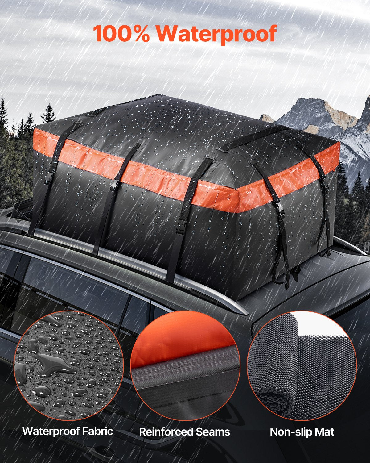 Car Rooftop Cargo Carrier Bag, 20 Cubic Feet Roof Cargo Carrier, Heavy Duty 840D PVC 100% Waterproof Car Roof Luggage Bag for All Vehicle with/without Rack- with Lock, Anti-Slip Mat, 6 Door Hook