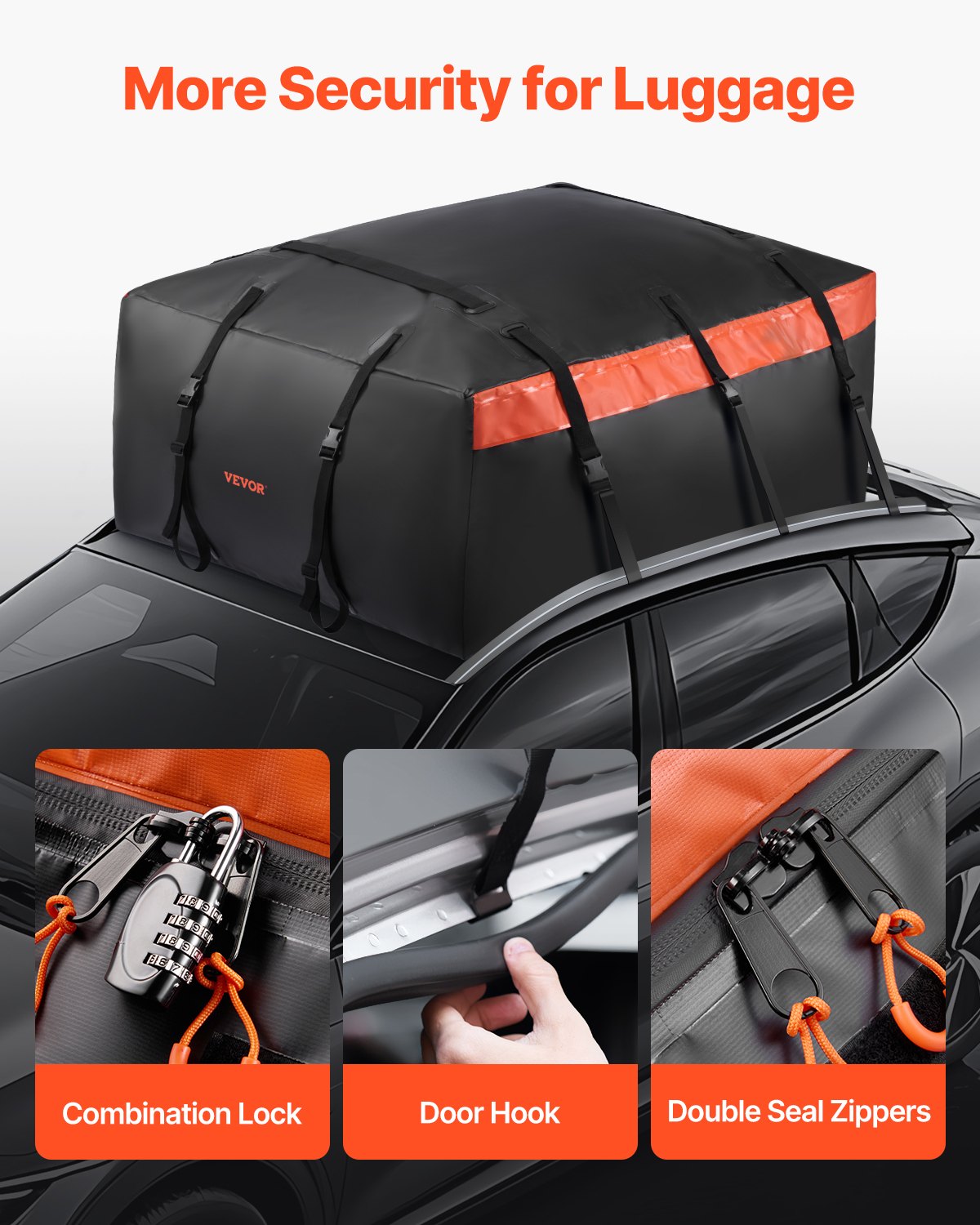 Car Rooftop Cargo Carrier Bag, 20 Cubic Feet Roof Cargo Carrier, Heavy Duty 840D PVC 100% Waterproof Car Roof Luggage Bag for All Vehicle with/without Rack- with Lock, Anti-Slip Mat, 6 Door Hook