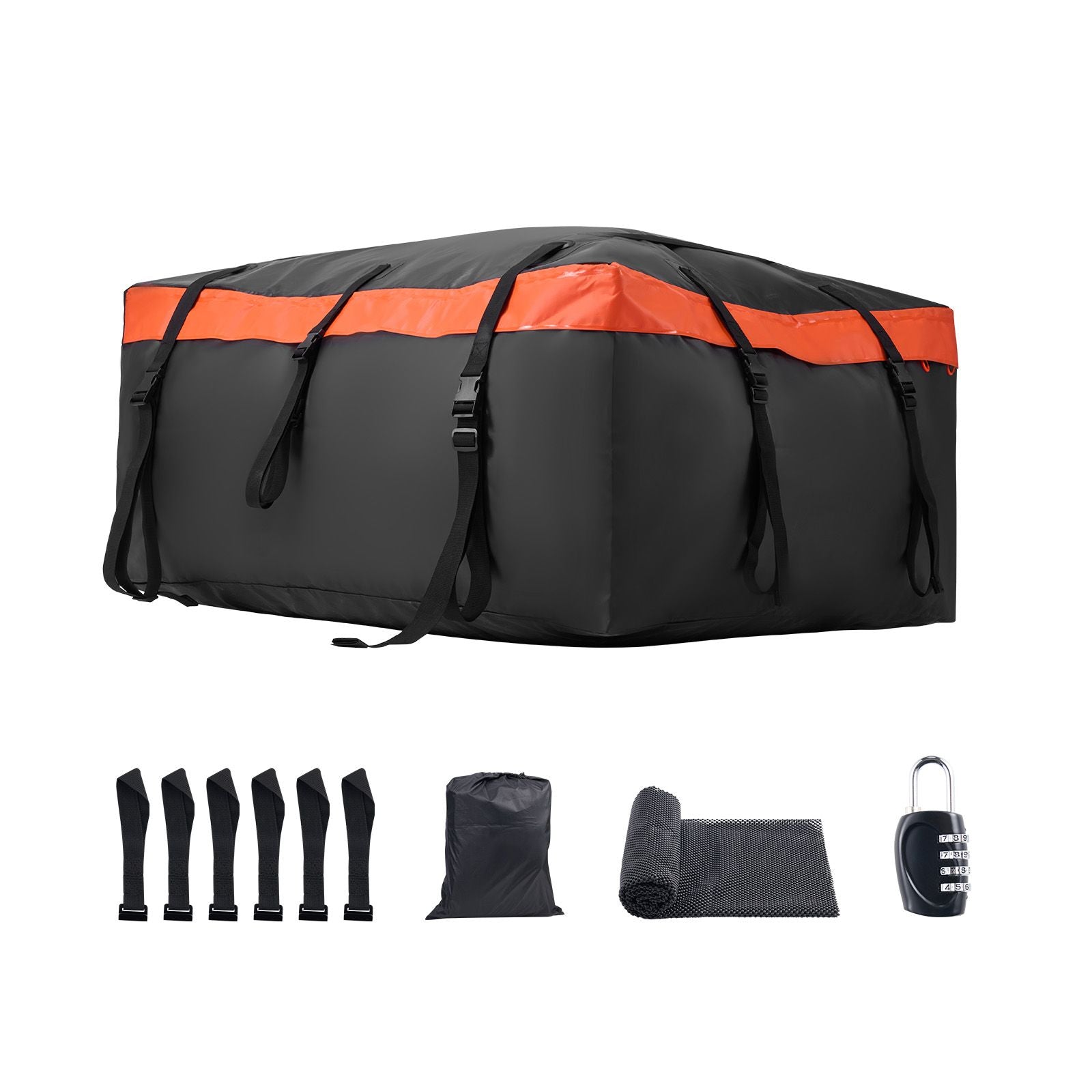 650L Waterproof Car Rooftop Cargo Carrier Bag 840D PVC with Lock & Anti-Slip Mat