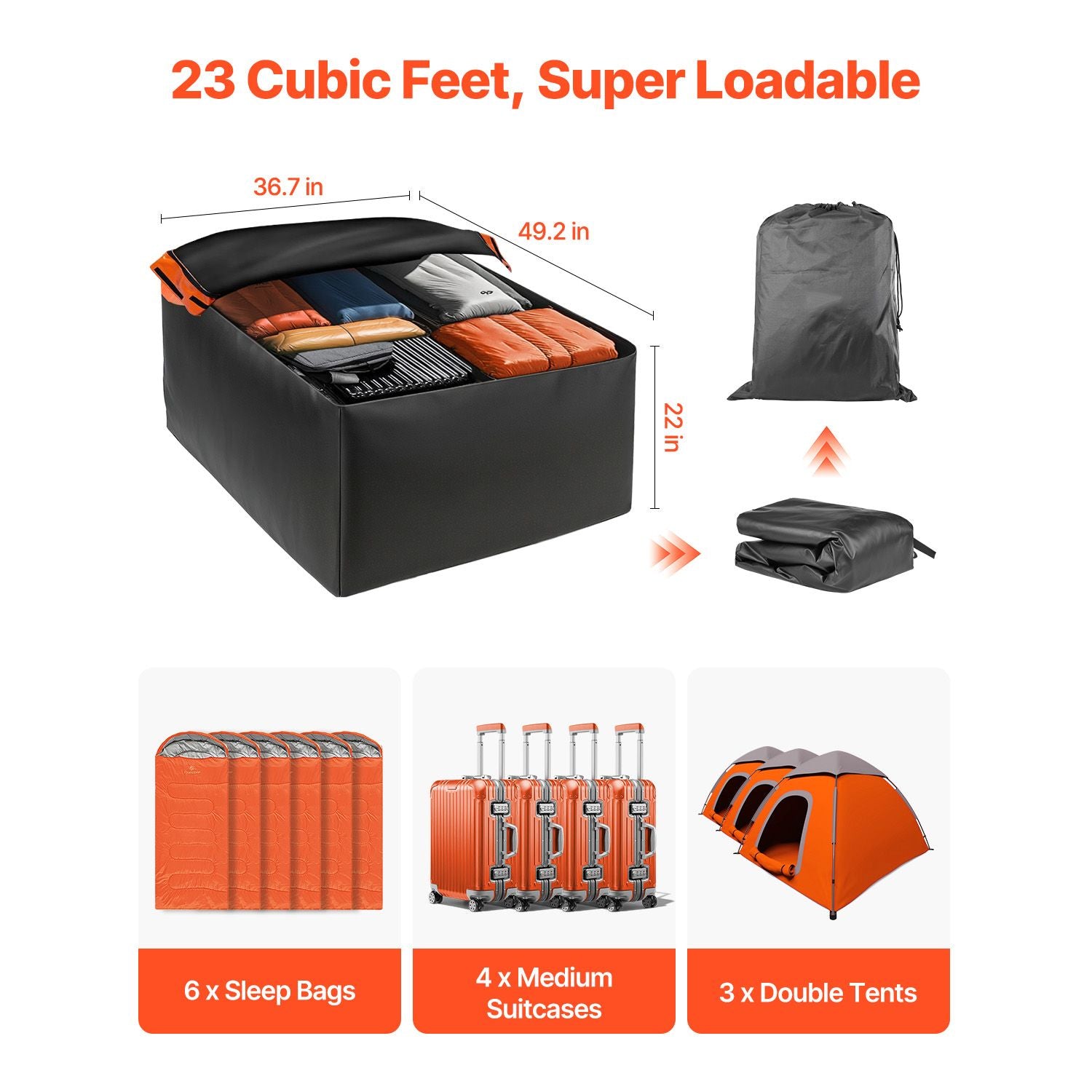 650L Waterproof Car Rooftop Cargo Carrier Bag 840D PVC with Lock & Anti-Slip Mat