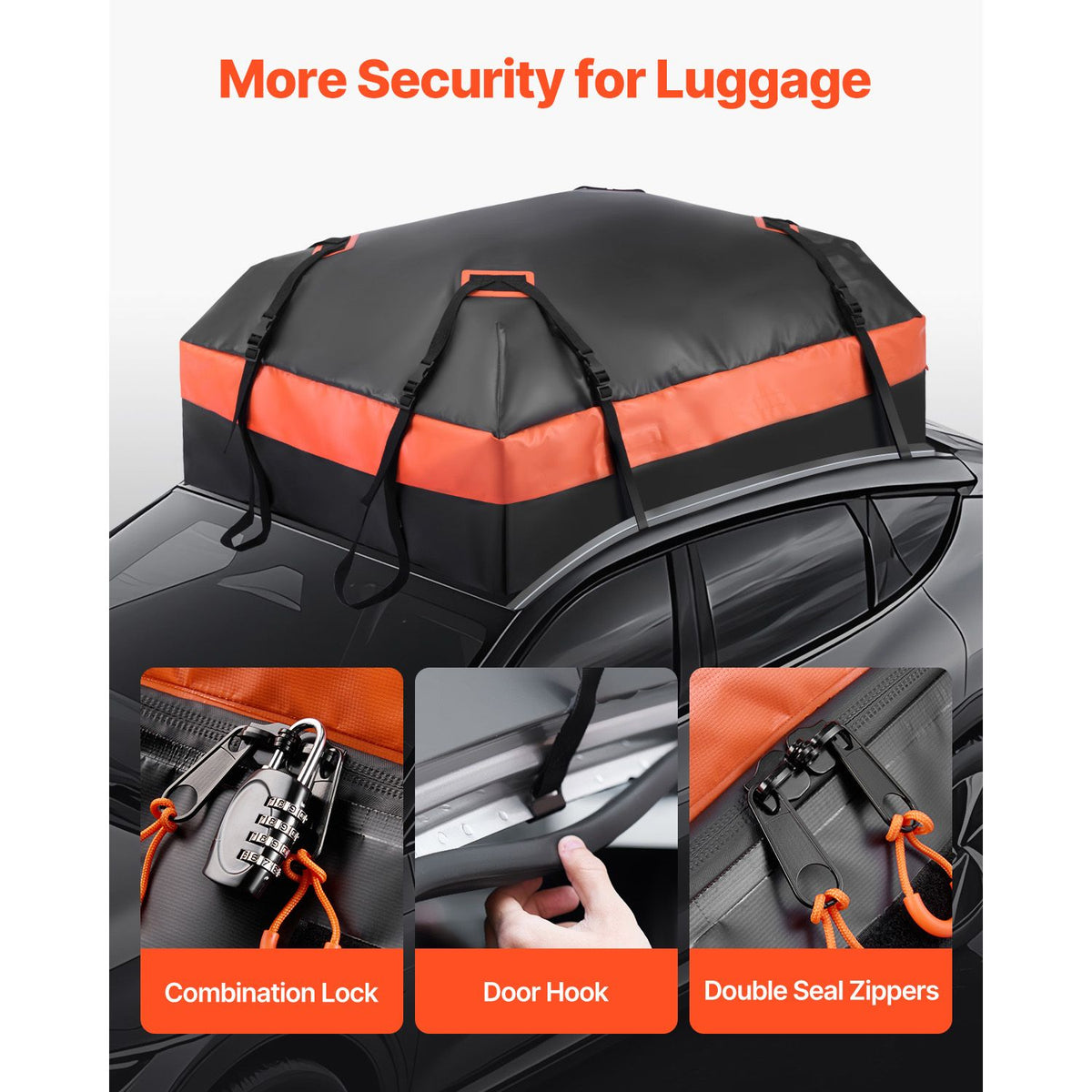 15 Cu Ft Waterproof Rooftop Cargo Carrier Bag 840D PVC Car Roof Luggage