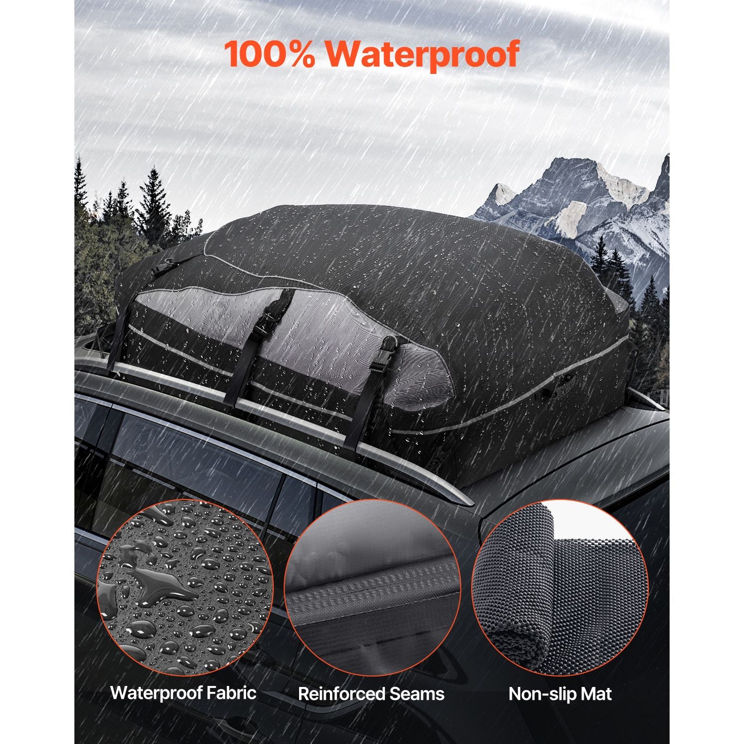 21 Cu Ft Waterproof Car Rooftop Cargo Carrier Bag 900D Roof Luggage
