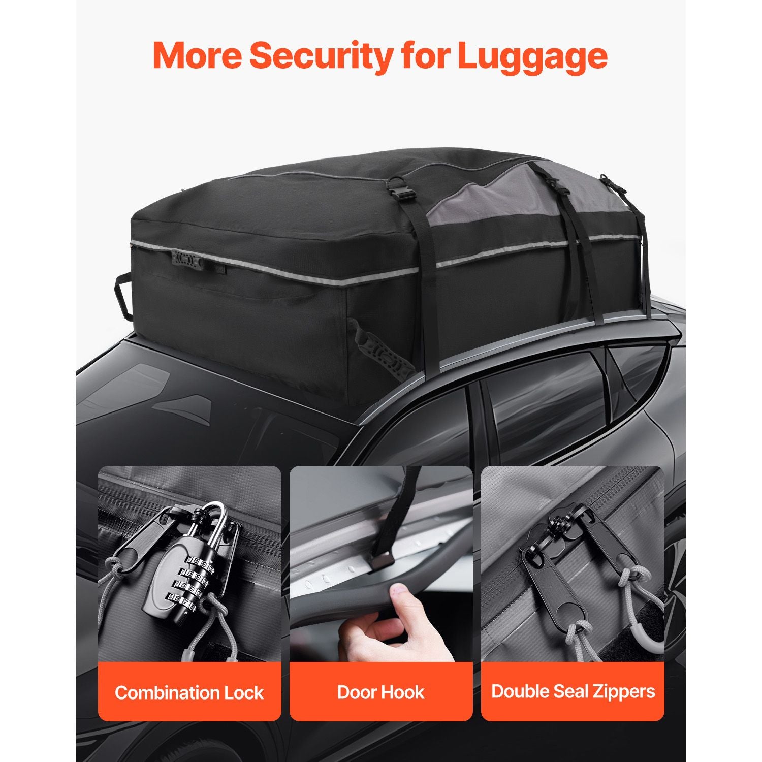 21 Cu Ft Waterproof Car Rooftop Cargo Carrier Bag 900D Roof Luggage