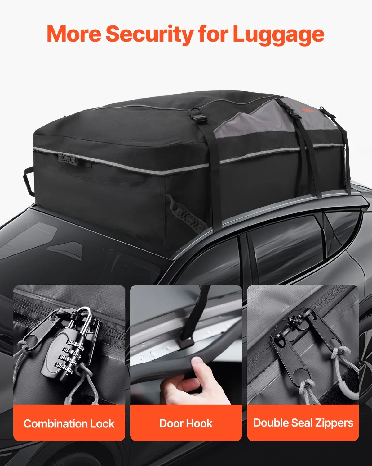Car Rooftop Cargo Carrier Bag, 21 Cubic Feet Cargo Carrier for Car Roof, 100% Waterproof 900D Oxford Cloth Roof Luggage Bag for All Vehicle with/without Rack- with Lock, Non-Slip Mat, Door Hooks