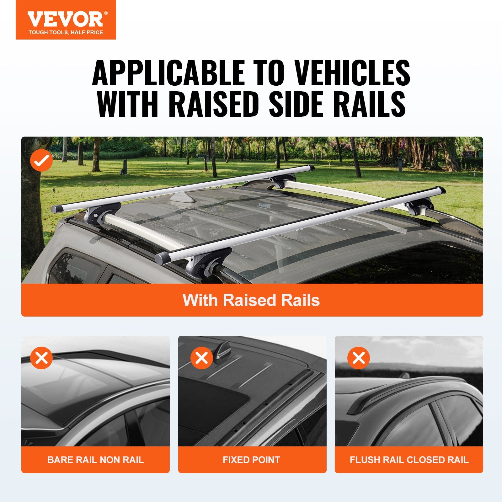 Roof Rack Cross Bars, Aluminum Roof Rack Crossbars, Fit Raised Side Rail with Gap, 90 kg Load Capacity, Adjustable Crossbars with Locks, for SUVs, Sedans, and Vans