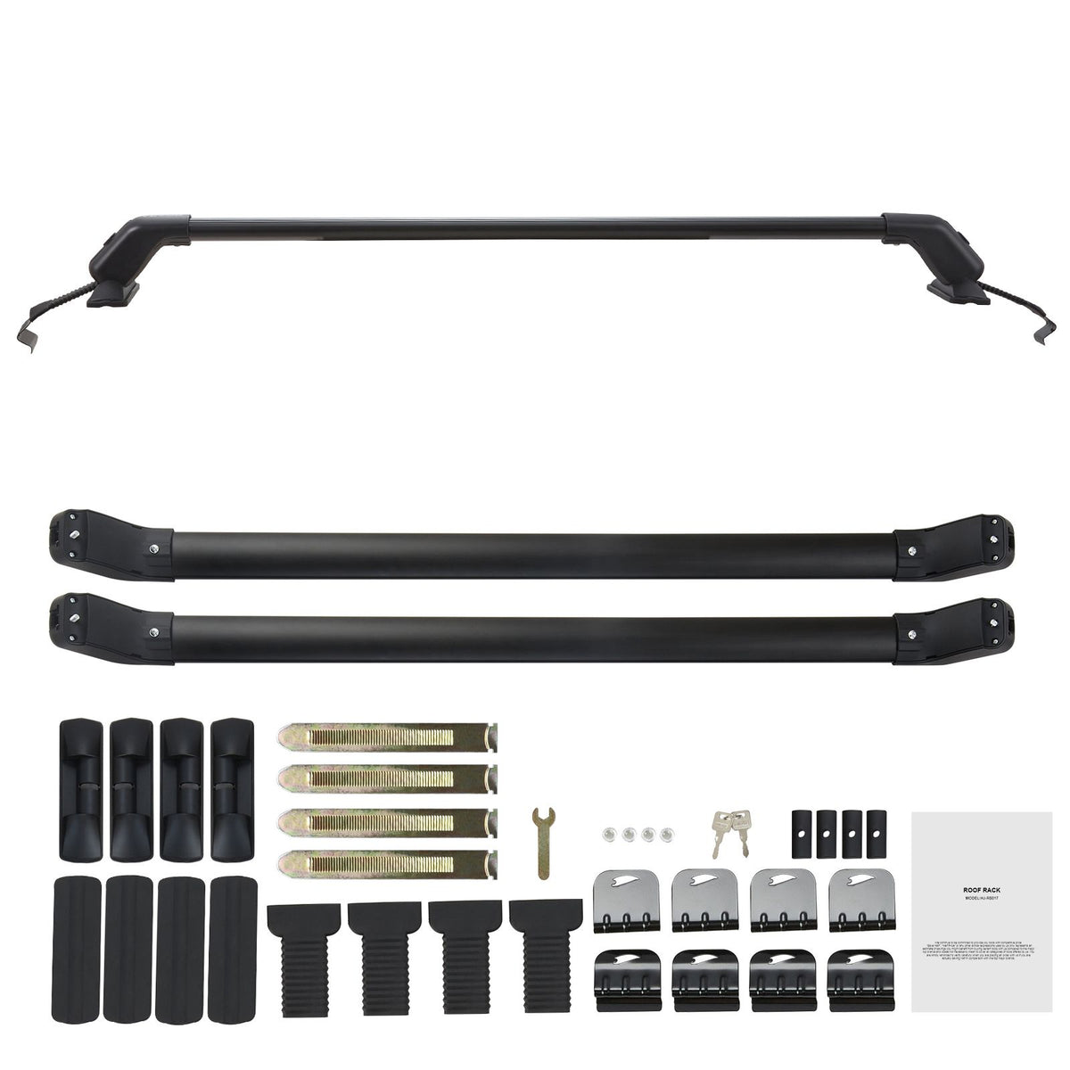 Universal Aluminium Roof Rack Crossbars for Naked Roof, Lockable, 155lb Capacity