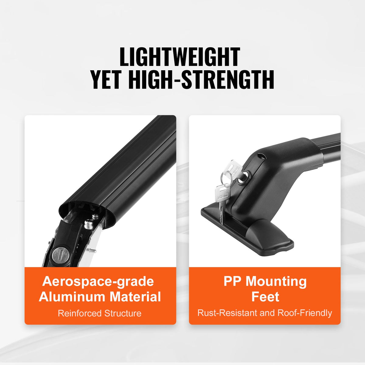 Universal Aluminium Roof Rack Crossbars for Naked Roof, Lockable, 155lb Capacity