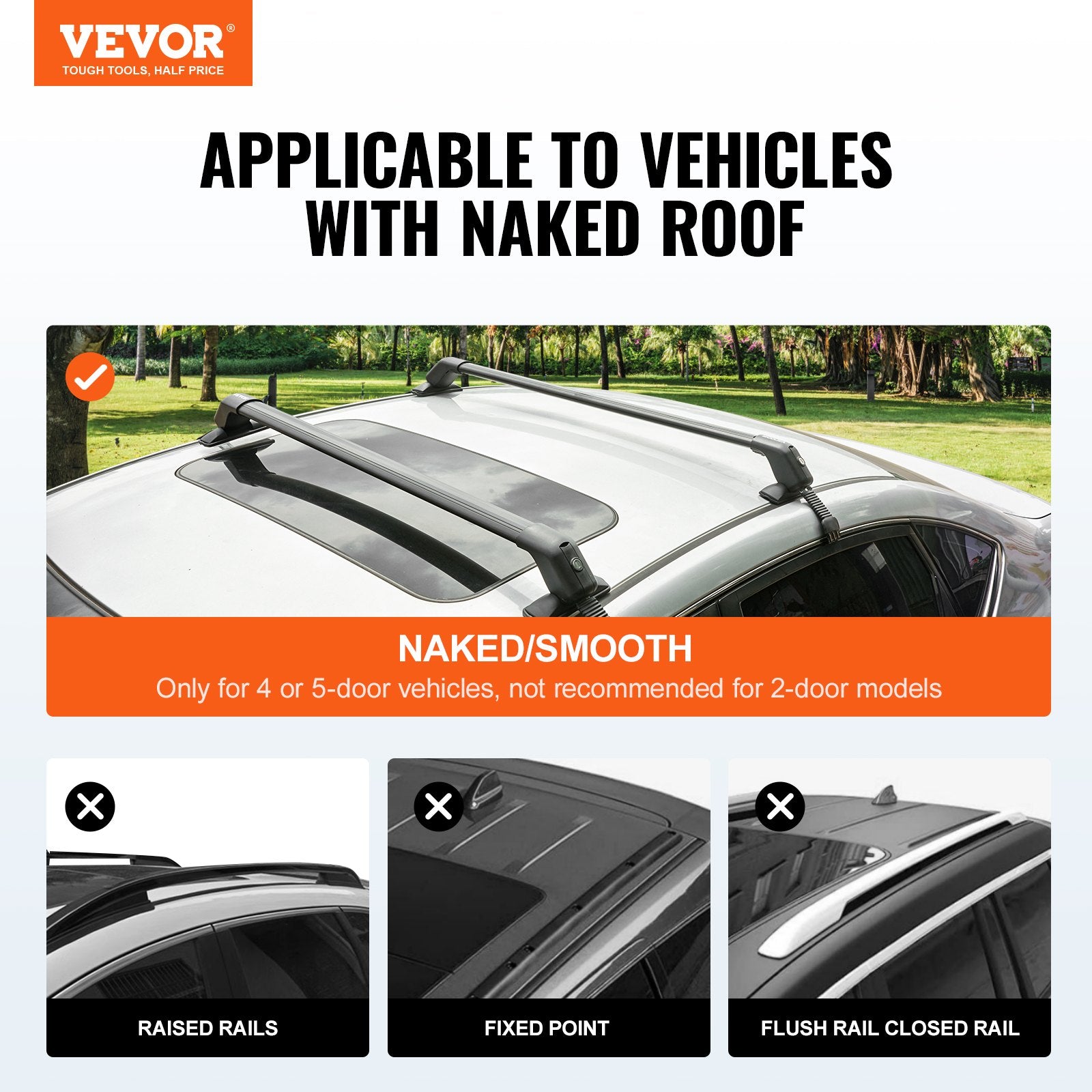 Universal Roof Rack Crossbar for Naked Roof Vehicle Aluminum with Lock