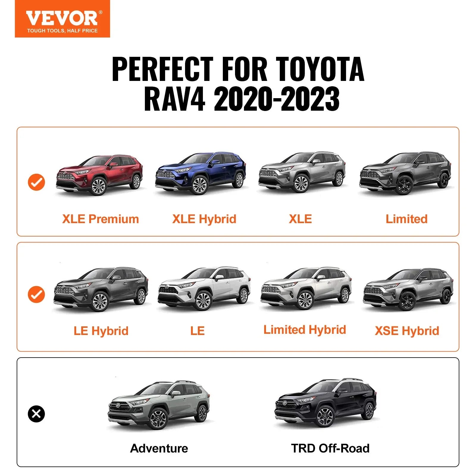 Roof Rack Cross Bars, Compatible with Toyota RAV4 2020-2023, 160lbs Load Capacity, Aluminum Anti-Rust Crossbars with Locks, Rooftop Cargo Bag Luggage Carrier (Not Fit for Adventure/TRD Off-Road)