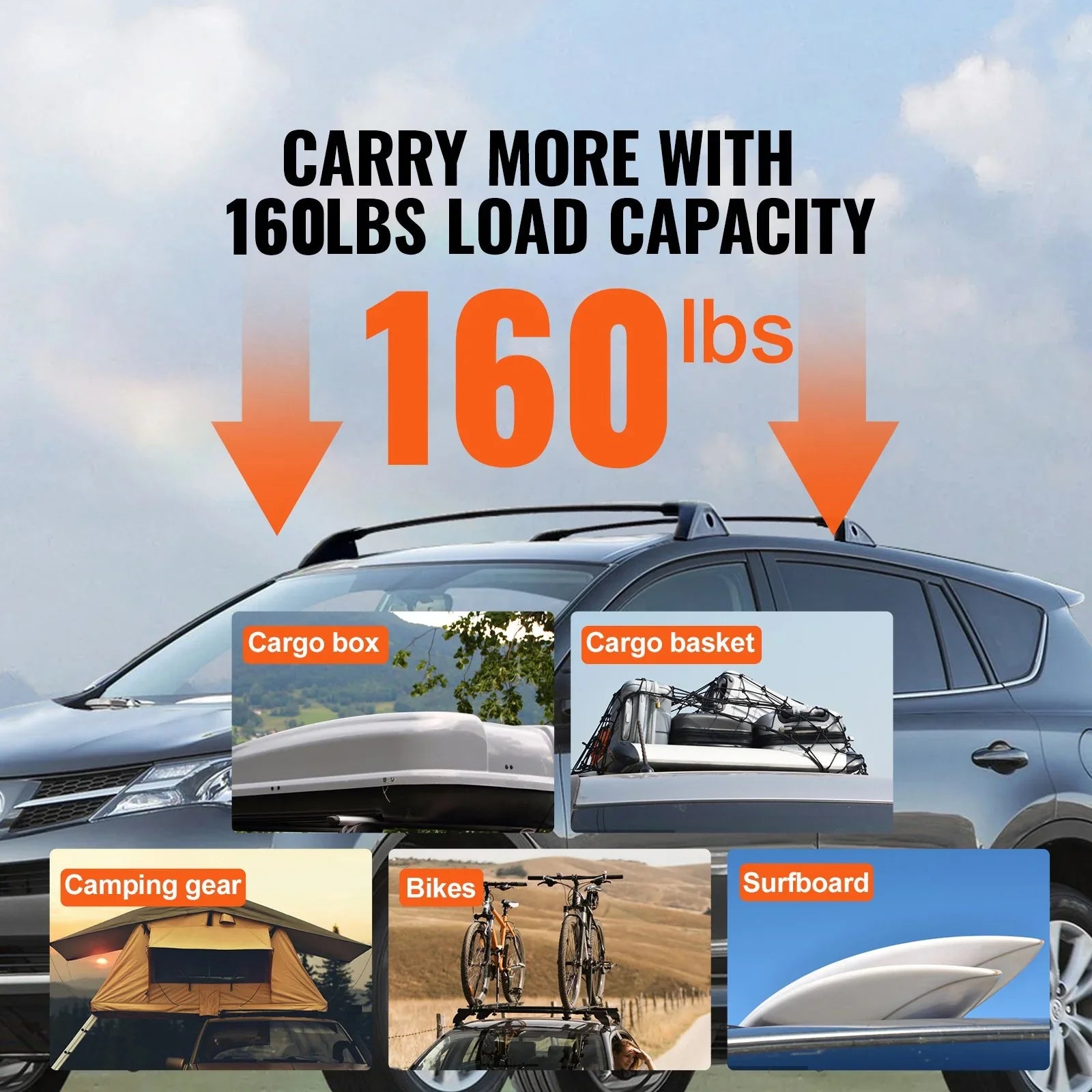 Roof Rack Cross Bars, Compatible with Toyota RAV4 2020-2023, 160lbs Load Capacity, Aluminum Anti-Rust Crossbars with Locks, Rooftop Cargo Bag Luggage Carrier (Not Fit for Adventure/TRD Off-Road)