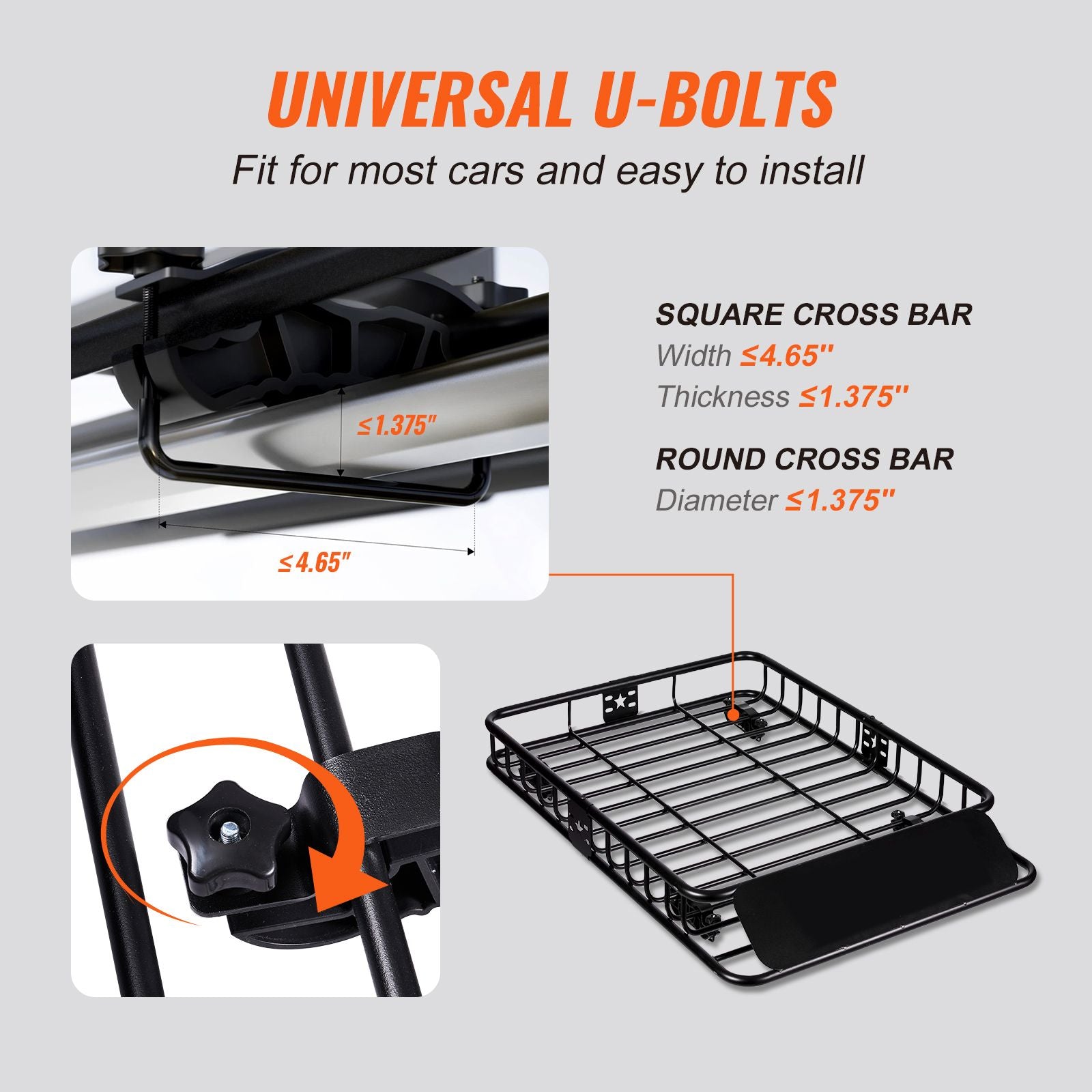 Roof Rack Cargo Basket 200 LBS Capacity 46