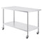 Stainless Steel Work Table 30 x 60 x 38 Inch, with 4 Wheels, 3 Adjustable Height Levels, Heavy Duty Food Prep Worktable for Commercial Kitchen Restaurant, Silver