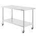 Stainless Steel Work Table 30 x 60 x 38 Inch, with 4 Wheels, 3 Adjustable Height Levels, Heavy Duty Food Prep Worktable for Commercial Kitchen Restaurant, Silver