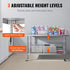 Stainless Steel Work Table 30 x 60 x 38 Inch, with 4 Wheels, 3 Adjustable Height Levels, Heavy Duty Food Prep Worktable for Commercial Kitchen Restaurant, Silver