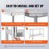 Stainless Steel Work Table 30 x 60 x 38 Inch, with 4 Wheels, 3 Adjustable Height Levels, Heavy Duty Food Prep Worktable for Commercial Kitchen Restaurant, Silver