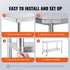 Stainless Steel Work Table 30 x 60 x 38 Inch, with 4 Wheels, 3 Adjustable Height Levels, Heavy Duty Food Prep Worktable for Commercial Kitchen Restaurant, Silver