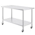 Stainless Steel Work Table 30 x 60 x 38 Inch, with 4 Wheels, 3 Adjustable Height Levels, Heavy Duty Food Prep Worktable for Commercial Kitchen Restaurant, Silver