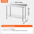 24 x 48 x 36 Inch Stainless Steel Work Table, Commercial Food Prep Worktable Heavy Duty Prep Worktable, Metal Work Table with Adjustable Height for Restaurant, Home and Hotel