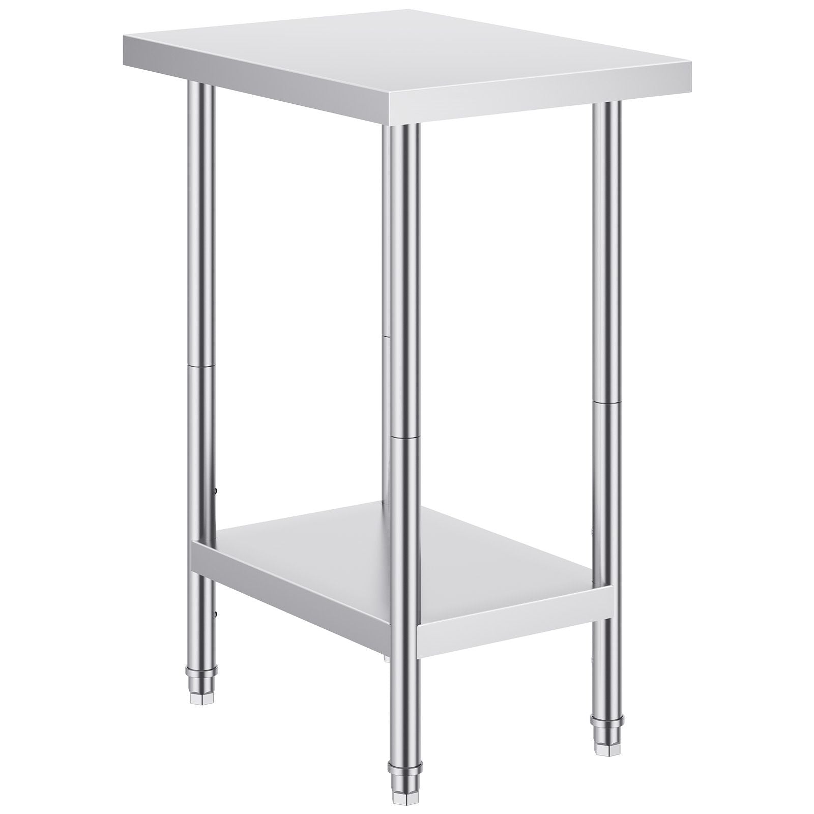 Stainless Steel Prep Table, 24 x 18 x 34 Inch, Heavy Duty Metal Worktable with 3 Adjustable Height Levels, Commercial Workstation for Kitchen Garage Restaurant Backyard