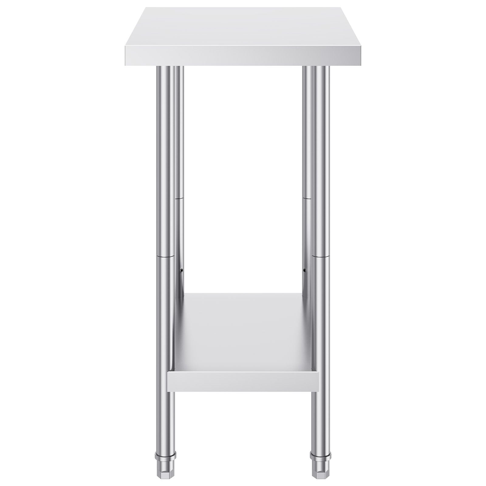 Stainless Steel Prep Table, 24 x 18 x 34 Inch, Heavy Duty Metal Worktable with 3 Adjustable Height Levels, Commercial Workstation for Kitchen Garage Restaurant Backyard