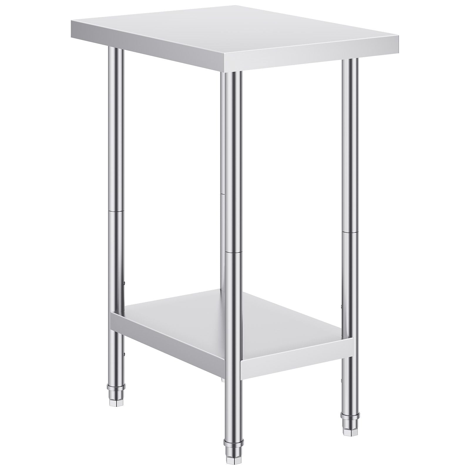 Stainless Steel Prep Table, 24 x 18 x 34 Inch, Heavy Duty Metal Worktable with 3 Adjustable Height Levels, Commercial Workstation for Kitchen Garage Restaurant Backyard
