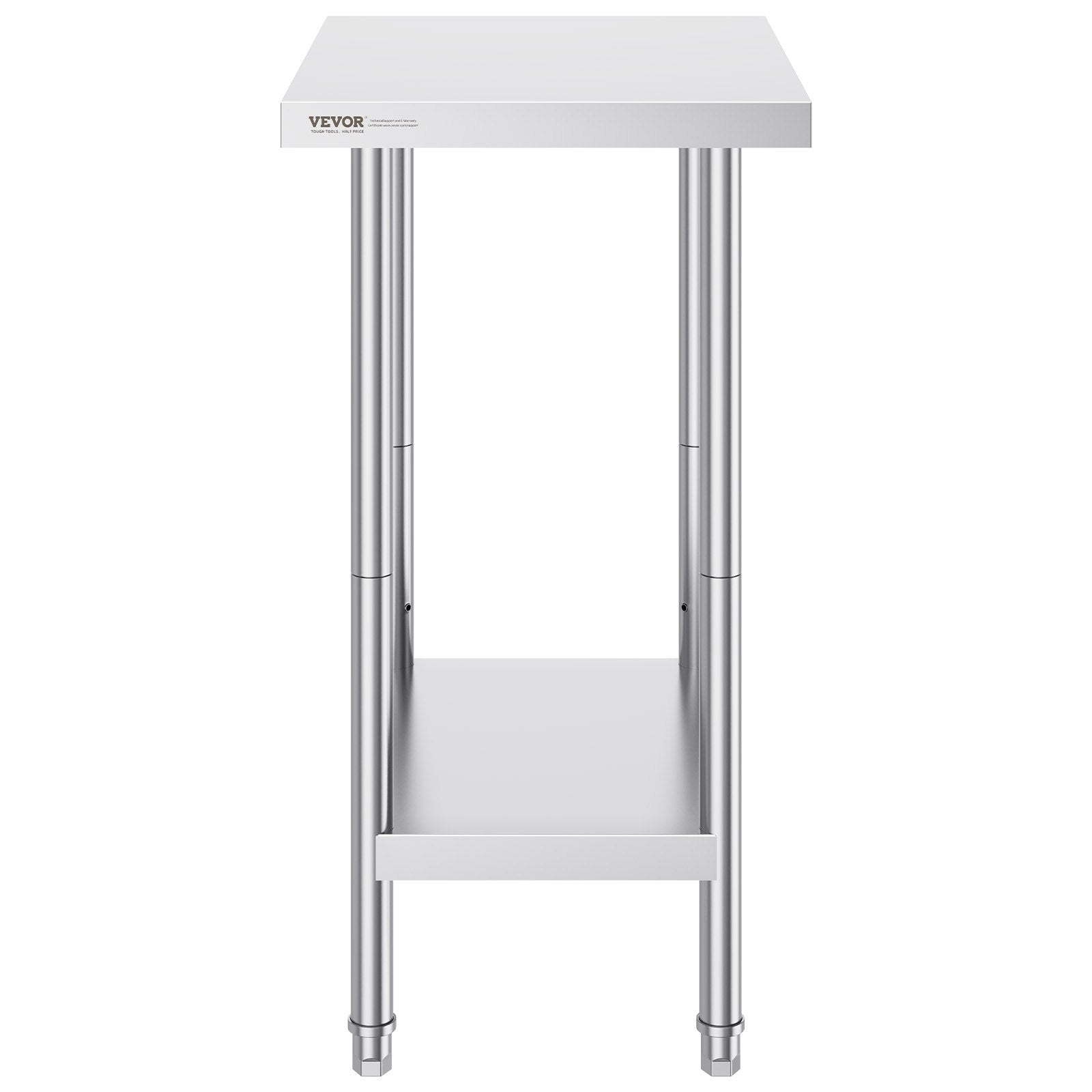 Stainless Steel Prep Table, 24 x 18 x 34 Inch, Heavy Duty Metal Worktable with 3 Adjustable Height Levels, Commercial Workstation for Kitchen Garage Restaurant Backyard