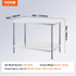 Stainless Steel Prep Table, 30 x 48 x 34 Inch, Heavy Duty Metal Worktable with 3 Adjustable Height Levels, Commercial Workstation for Kitchen Garage Restaurant Backyard